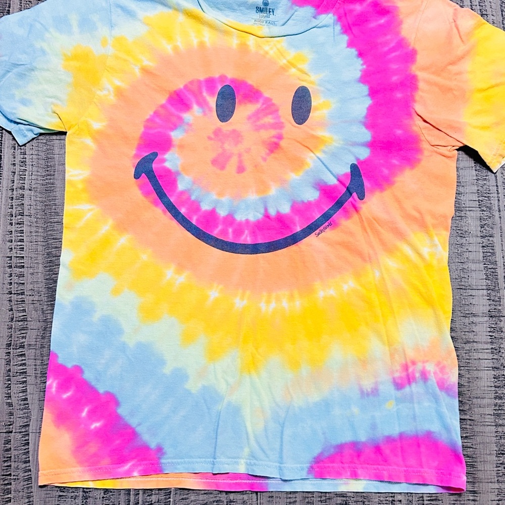 Colorful Tie-Dye Smiley Face Kids T-Shirt